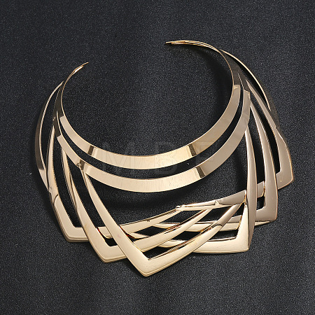 Iron Geometric Multi-Layer Cuff Statement Necklaces for Women WG85588-01-1