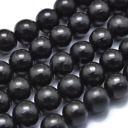 Natural Shungite Beads Strands G-M353-A04-8mm-1