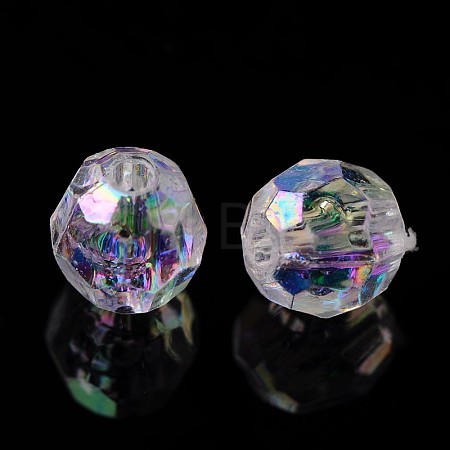 AB Color Transparent Acrylic Faceted Round Clear AB Beads X-PL642-22-1