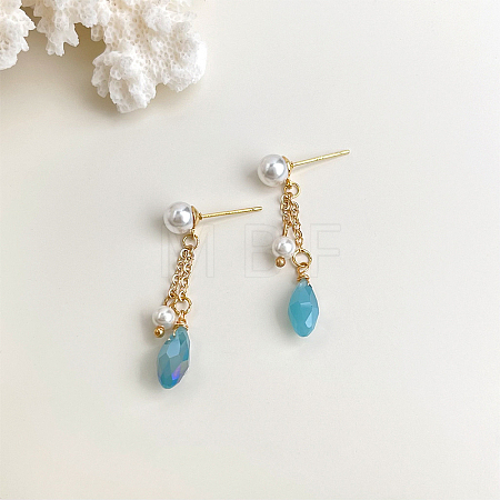 Brass Teardrop Dangle Stud Earrings FS-WG0CE55-13-1
