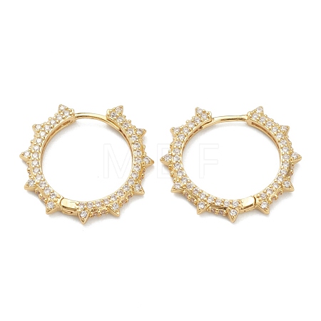 Brass Micro Pave Clear Cubic Zirconia Huggie Hoop Earrings EJEW-A058-02G-1