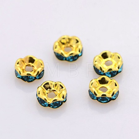 Brass Rhinestone Spacer Beads RB-A014-L6mm-06G-NF-1