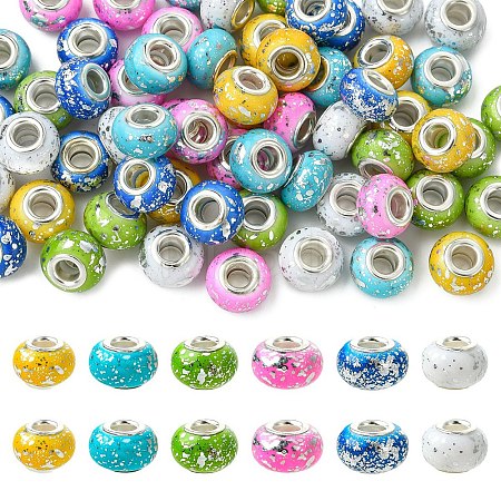 60Pcs 6 Colors Opaque Resin Rondelle European Beads RESI-YW0006-43-1
