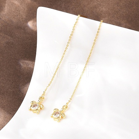 Brass Clear Cubic Zirconia Ear Thread EJEW-H182-05B-G-1