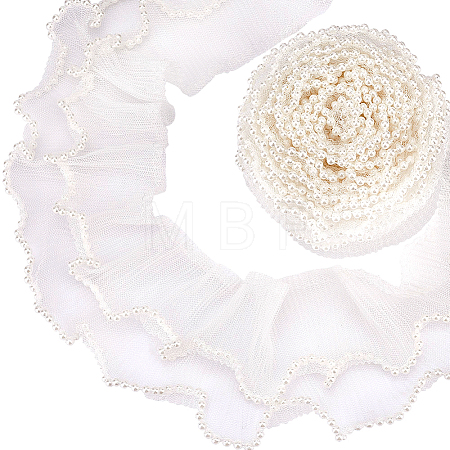 2 Layer Polyester Pleated Lace Trim OCOR-WH0088-46A-1