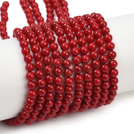 Shell Pearl Beads Strands BSHE-K015-4mm-01-1