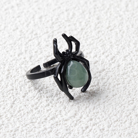 Natural Green Aventurine Spider Open Cuff Rings PW-WGC70E9-02-1