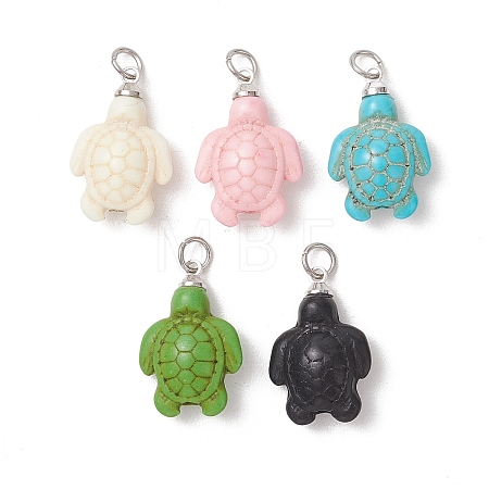 Dyed Synthetic Turquoise Pendants PALLOY-JF05376-1
