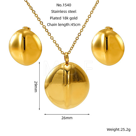 304 Stainless Steel Pendant Necklaces & Stud Earrings FS-WG14082-11-1