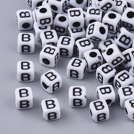 White Opaque Acrylic Beads X-MACR-R869-02B-1