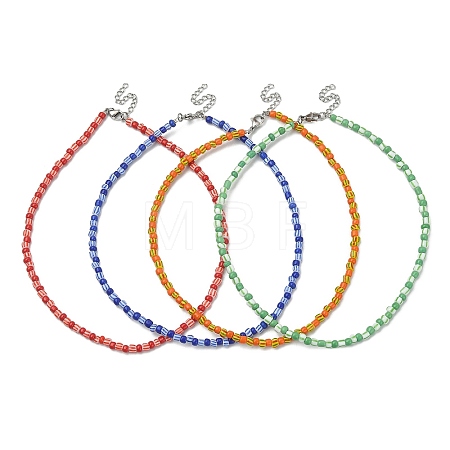 Glass Seed Beaded Necklace with 304 Stainless Steel Clasps NJEW-JN04428-1