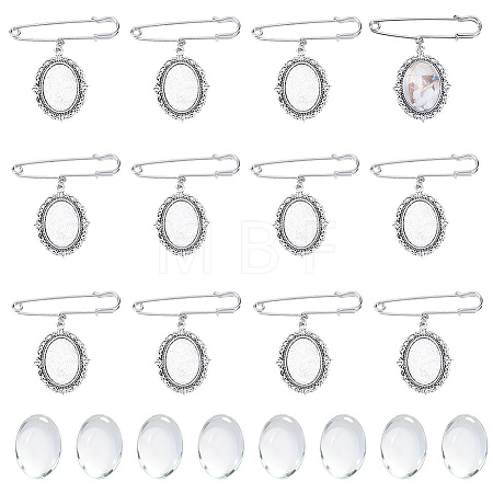 Alloy Oval Tray Brooch Base Settings JEWB-DC00007-1