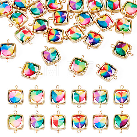 25Pcs Polymer Clay Heart & CCB Square Frame Links Connector Charms CLAY-TADJ0001-05-1