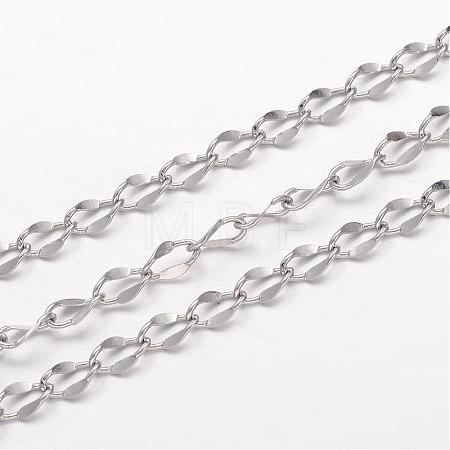 Tarnish Resistant 304 Stainless Steel Curb Chains CHS-K004-16P-0.4mm-1