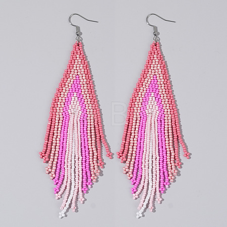 Handmade Glass Seed Beads Tassel Dangle Earrings LS-EN2812-8-1