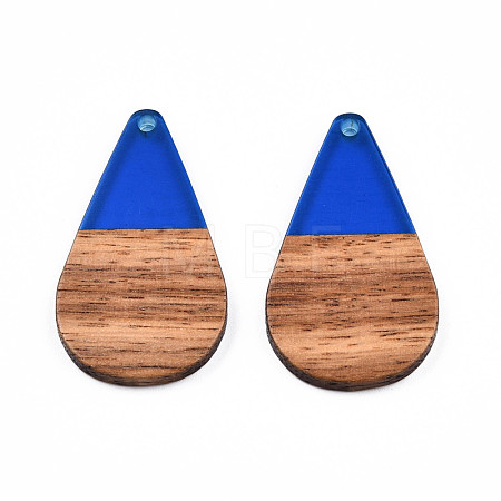 Transparent Resin & Walnut Wood Pendants RESI-N025-030-C03-1