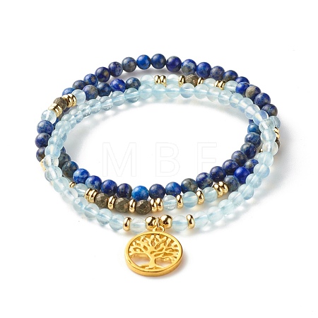 Stone Stretch Bracelets Set BJEW-JB07331-1