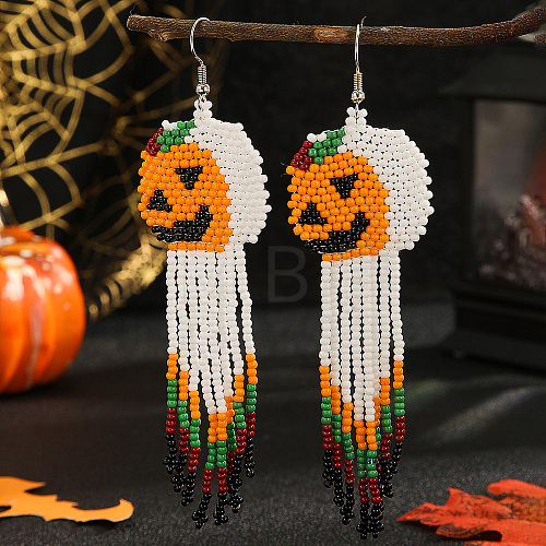 Pumpkin Ghost Glass Bead Earrings for Women AN2640-1