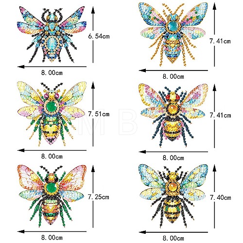 6 Styles Insect Bees DIY Diamond Keychain Painting Kit PW-WG6D52B-01-1