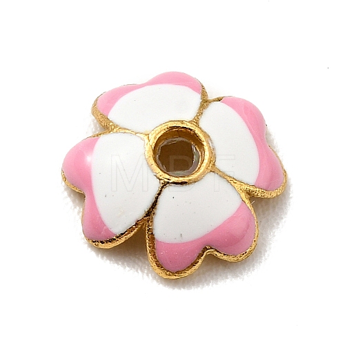 4-Petal Alloy Enamel Bead Caps FIND-G029-06G-01-1