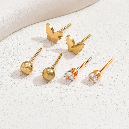 Elegant 18K Gold Plated 3 Pairs of Stud Earrings Set for Women HS3796-1