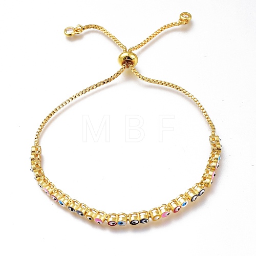 Evil Eye Brass Enamel Slider Bracelets BJEW-H531-01B-G-1