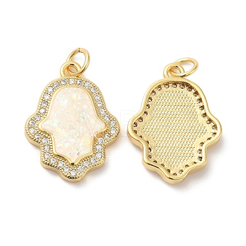 Rack Plating Brass Micro Pave Clear Cubic Zirconia Pendants KK-C025-06G-1