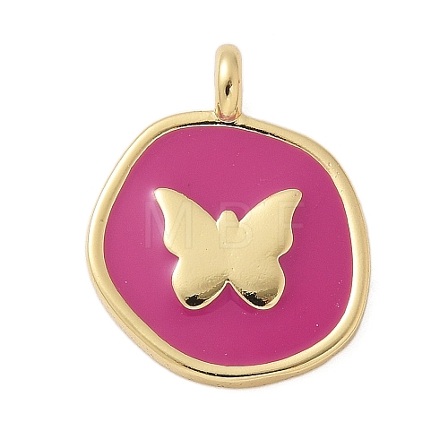 Brass Enamel Pendants KK-P293-11G-04-1