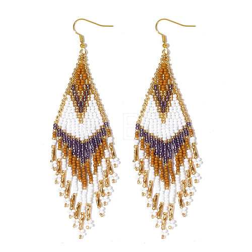 Bohemian Tassel Beaded Knit Earrings for Women in 2024 Fashion LY0018-1