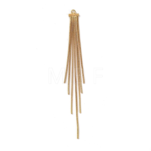 Brass Square Snake Chain Tassel Big Pendants KK-G510-10G-1