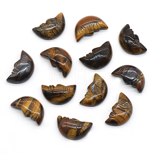 Carveing Face Crescent Moon Natural Tiger Eye Display Decorations MATO-PW0001-015D-1