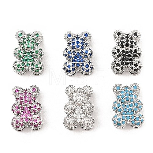 Brass Micro Pave Cubic Zirconia Slide Charms ZIRC-I068-01P-1