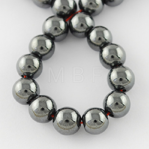 Non-magnetic Synthetic Hematite Beads Strands G-Q892-01-8mm-1