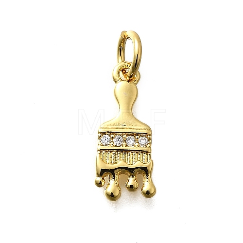 Brass Micro Pave Cubic Zirconia Charms KK-P295-04G-1