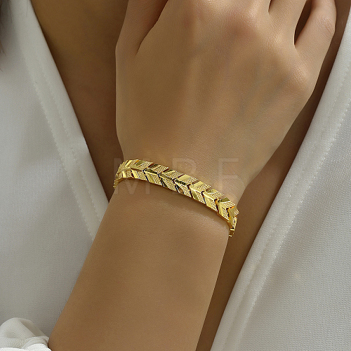 Fashionable Leaf Design Real 18K Gold Plated Bracelets for Women VI3395-1