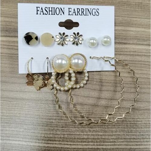 6 Pairs Alloy Earring Sets WGC7E5F-13-1