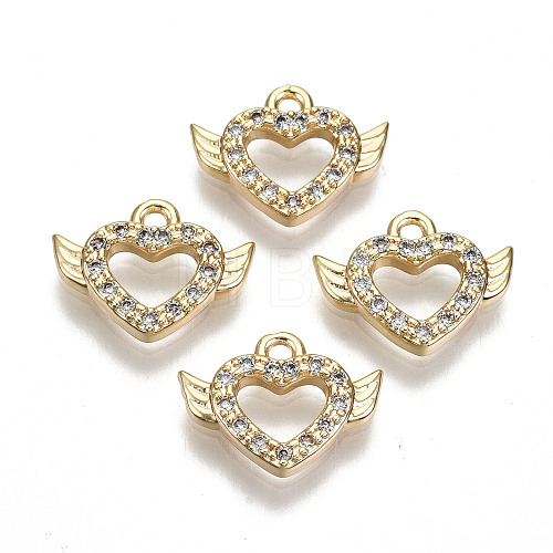 Brass Micro Pave Clear Cubic Zirconia Charms KK-S354-242-NF-1