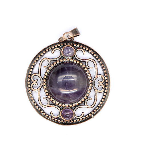 Retro Hollow Natural Amethyst Pendants PW-WG205B0-19-1