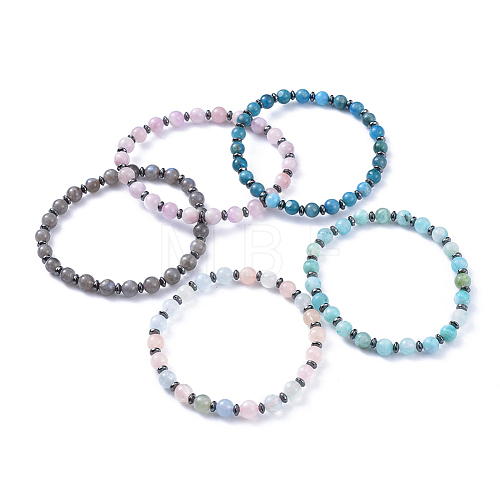 Natural Mixed Stone Stretch Bracelets BJEW-JB04493-1