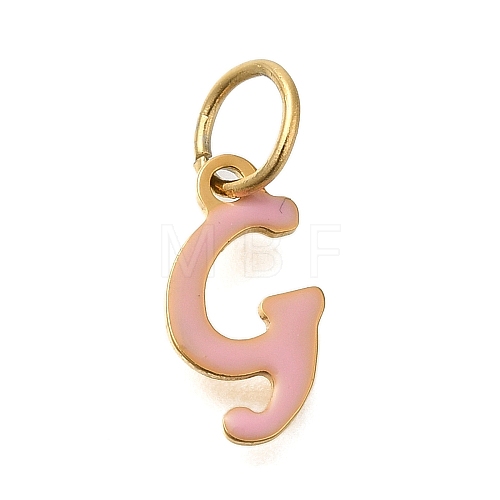 Ion Plating(IP) 304 Stainless Steel Enamel Alphabet Charms STAS-F308-02G-G-1