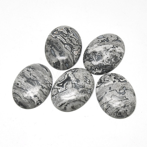 Natural Black Silk Stone/Netstone Cabochons G-R004-15A-1