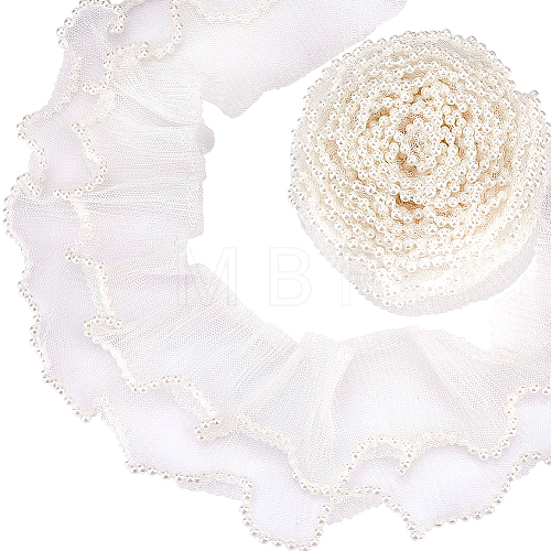 2 Layer Polyester Pleated Lace Trim OCOR-WH0088-46A-1