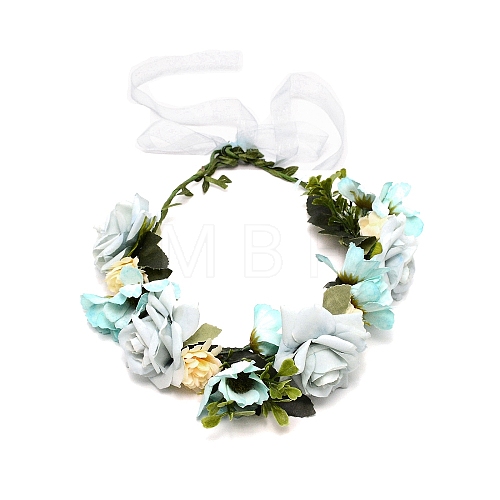 Cloth Flower Wreath AJEW-WH0251-80-1