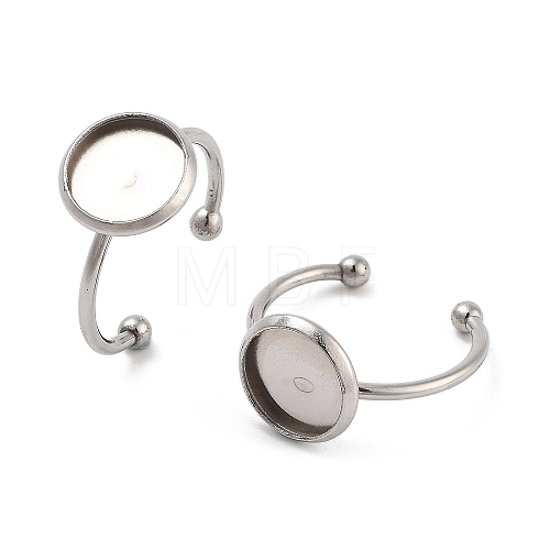 Tarnish Resistant 304 Stainless Steel Open Cuff Ring Components STAS-B072-09C-P-1