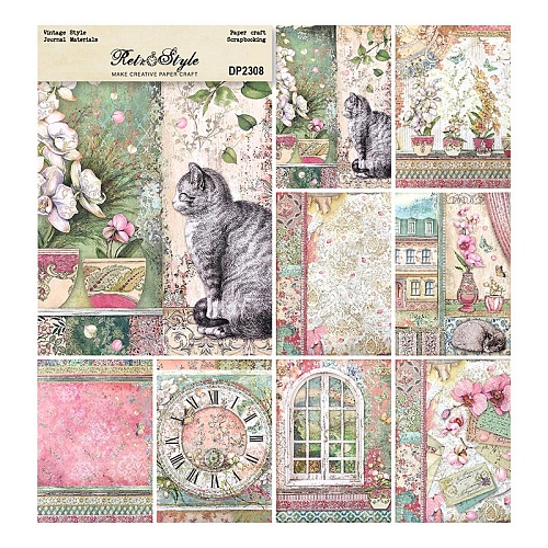 Cat/Flower Pattern Scrapbook Paper SCRA-PW0010-22-1