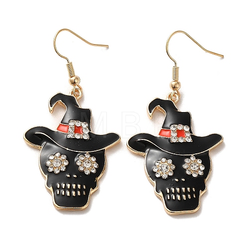 Halloween Golden Alloy Enamel Dangle Earrings EJEW-K274-03A-G-1