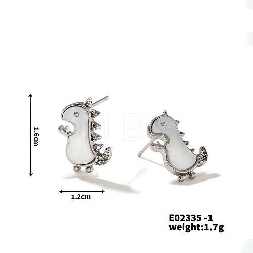 Cute Dinosaur Stud Earrings with Rhinestones AR1164-1-1