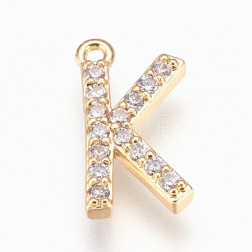 Brass Letter Pendants KK-P150-03G-K-1