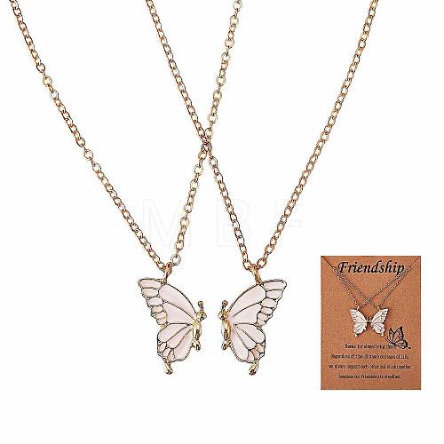 2Pcs Matching Butterfly Pendant Necklaces Set JN1033D-1-1