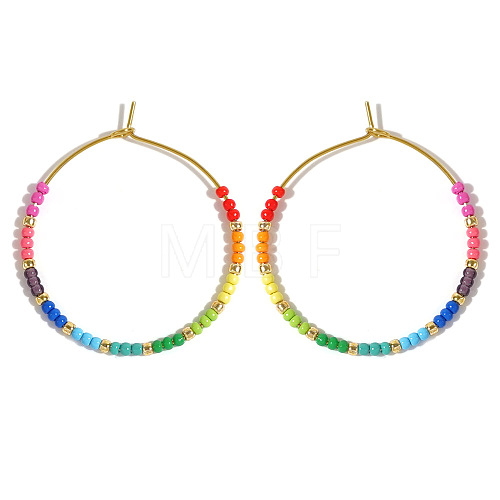 Glass Colorful Beads Hoop Earrings for Women SX7137-1-1